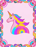 Whimsical Pink Unicorn Rainbow Swirl Rug