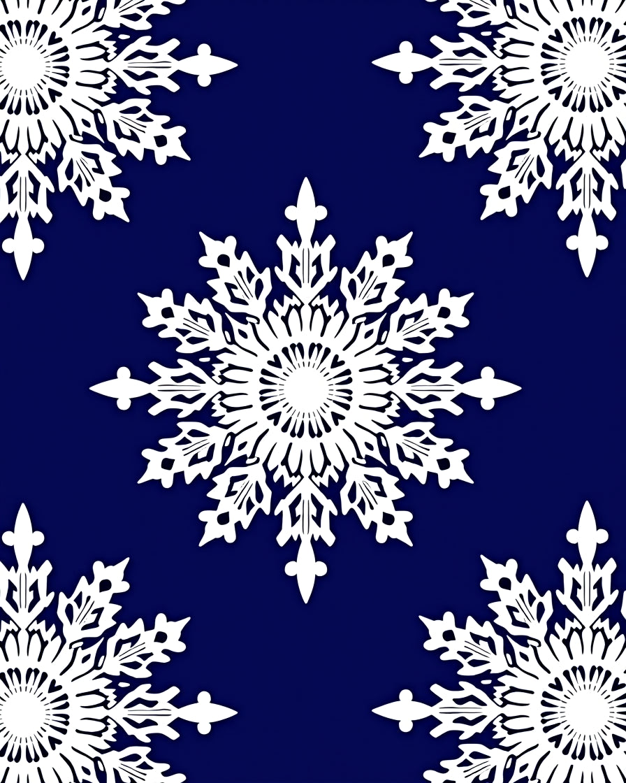 White Snowflake Winter Night Rug