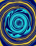 Aqua Blue Swirl Yellow Ring Rug