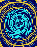 Aqua Blue Swirl Yellow Ring Rug