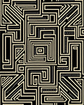 Black Ivory Geometric Maze Lines Rug