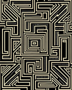 Black Ivory Geometric Maze Lines Rug