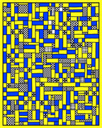 Yellow Blue Black Geometric Blocks Rug