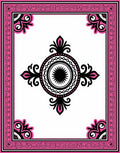 Bold Pink Black Medallion Border Rug