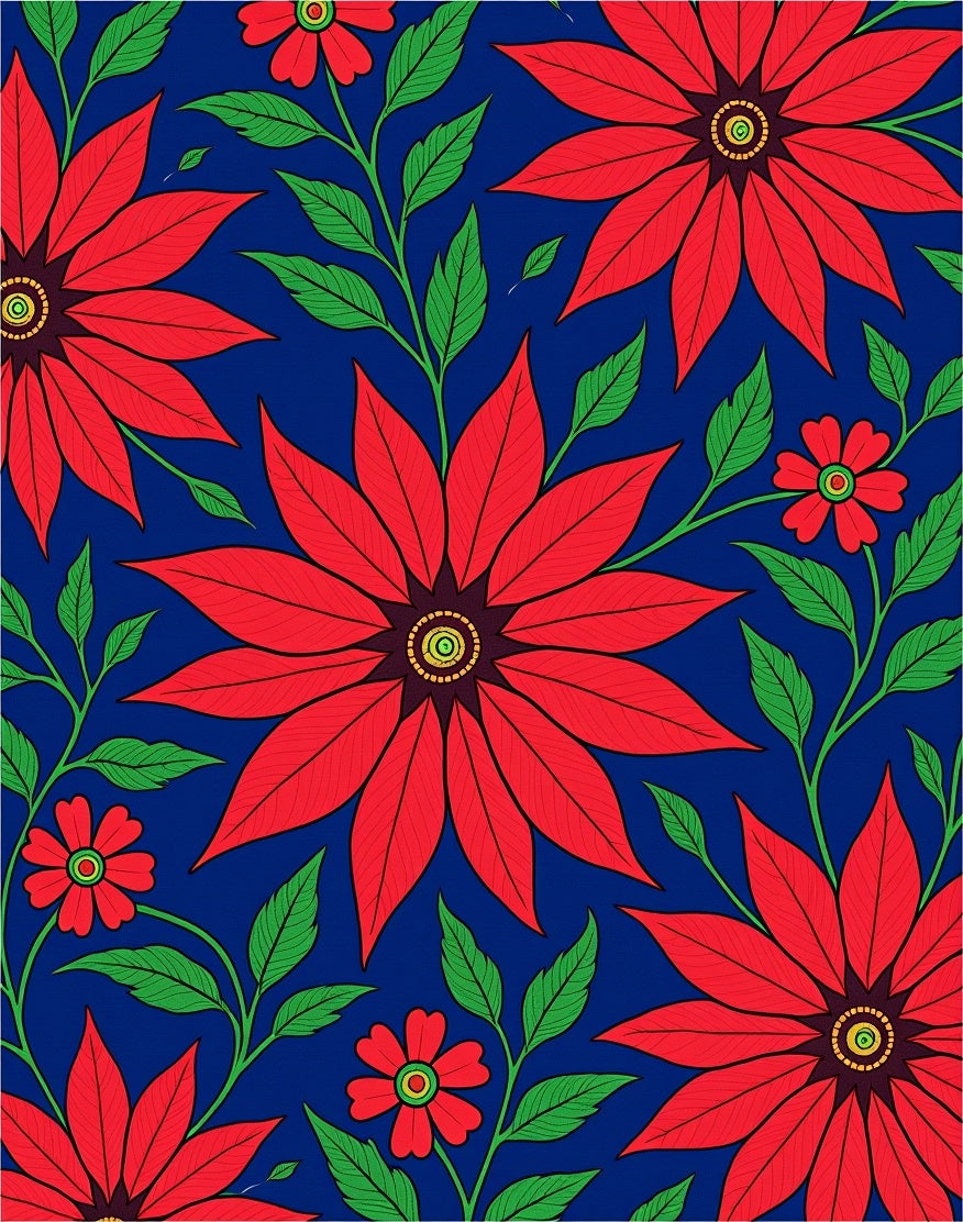 Vibrant Crimson Blossom Vines Rug