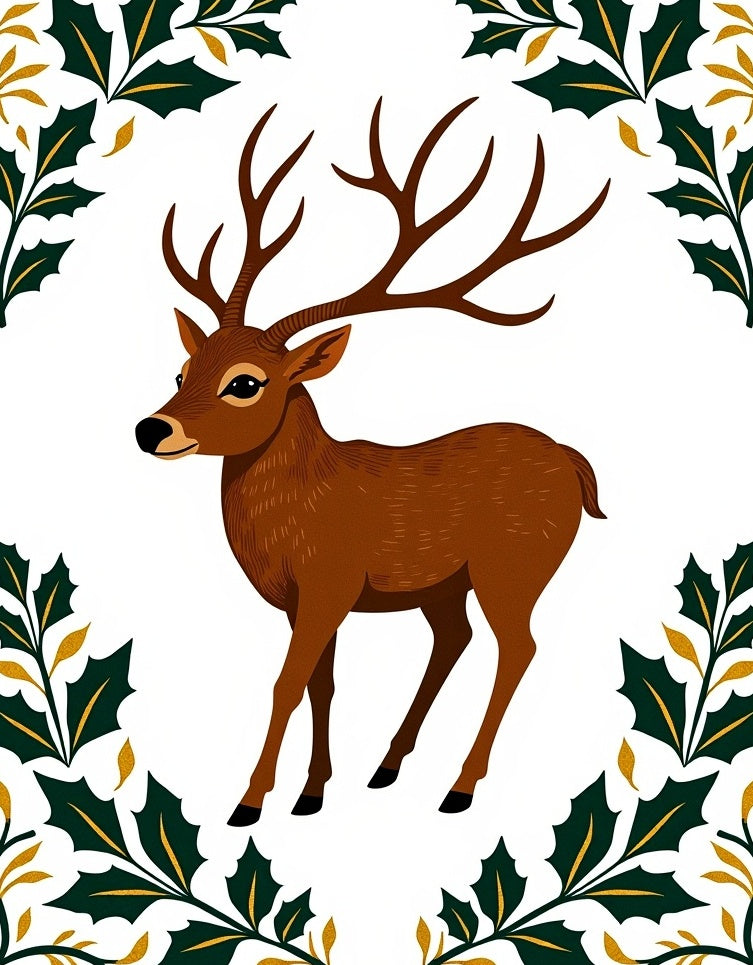 Majestic Brown Stag Holly Border Rug