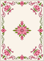 Pink Blossom Border Fern Flourish Rug