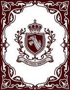 Maroon Crest Crown Embellished Frame Rug