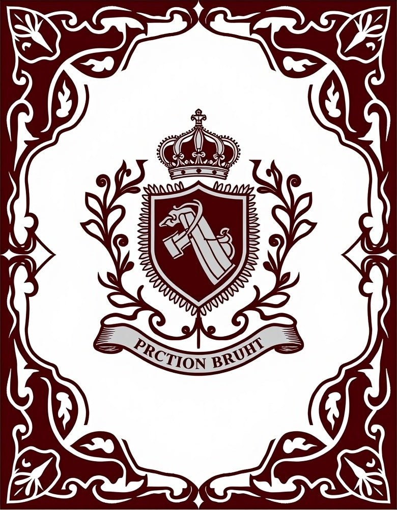 Maroon Crest Crown Embellished Frame Rug