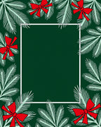 Forest Green Pine Boughs Red Bows Rug