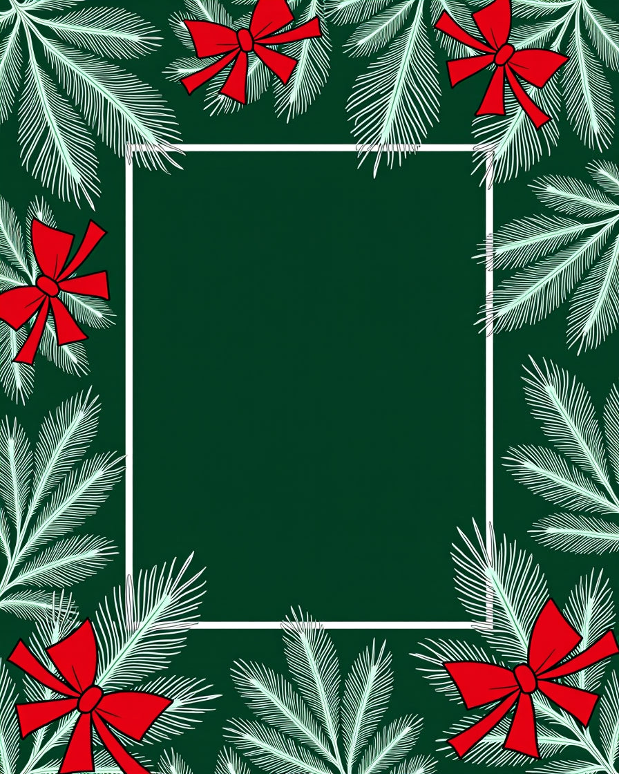 Forest Green Pine Boughs Red Bows Rug