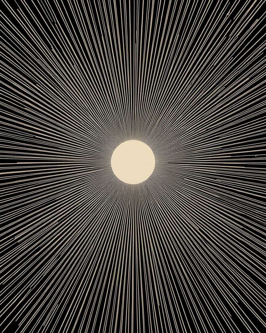 Golden Sunburst Black Rays Rug