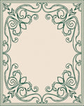 Vintage Green Ornate Scroll Work Rug