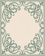 Vintage Green Ornate Scroll Work Rug
