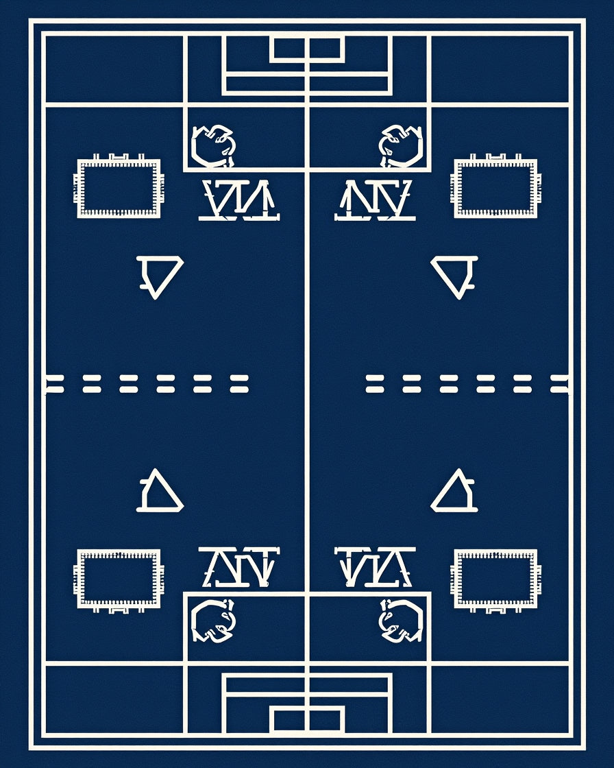 Sport Court Blueprint GeometricRug Rug