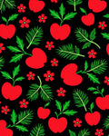 Red Apples Green Leaves Floral Accents Rug
