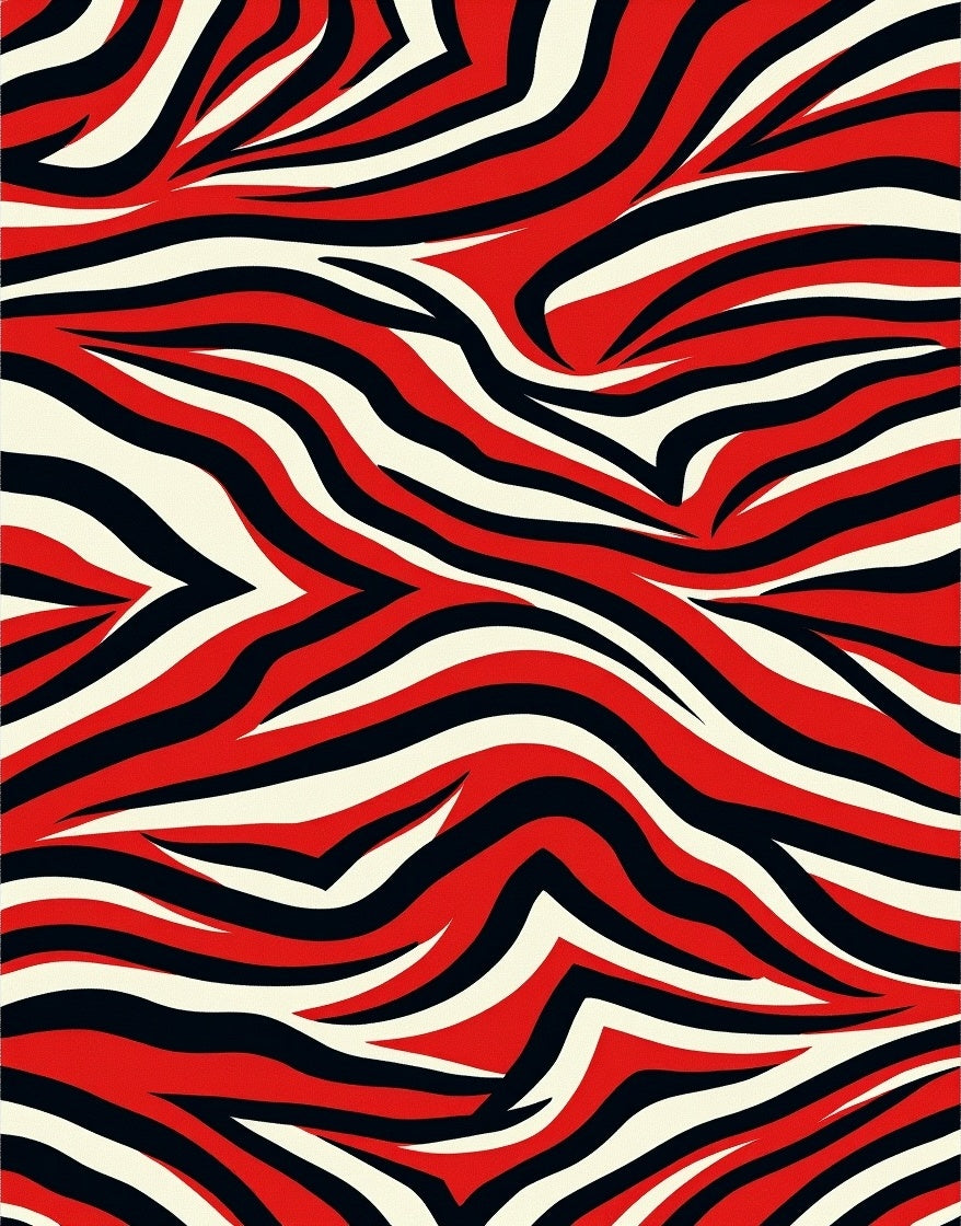 Crimson Cream Black Zebra StripesRug Rug