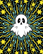 Whimsical White Ghost Starburst Rug
