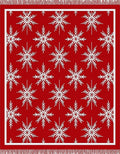 Vibrant Red Snowflake Motif Rug