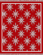 Vibrant Red Snowflake Motif Rug