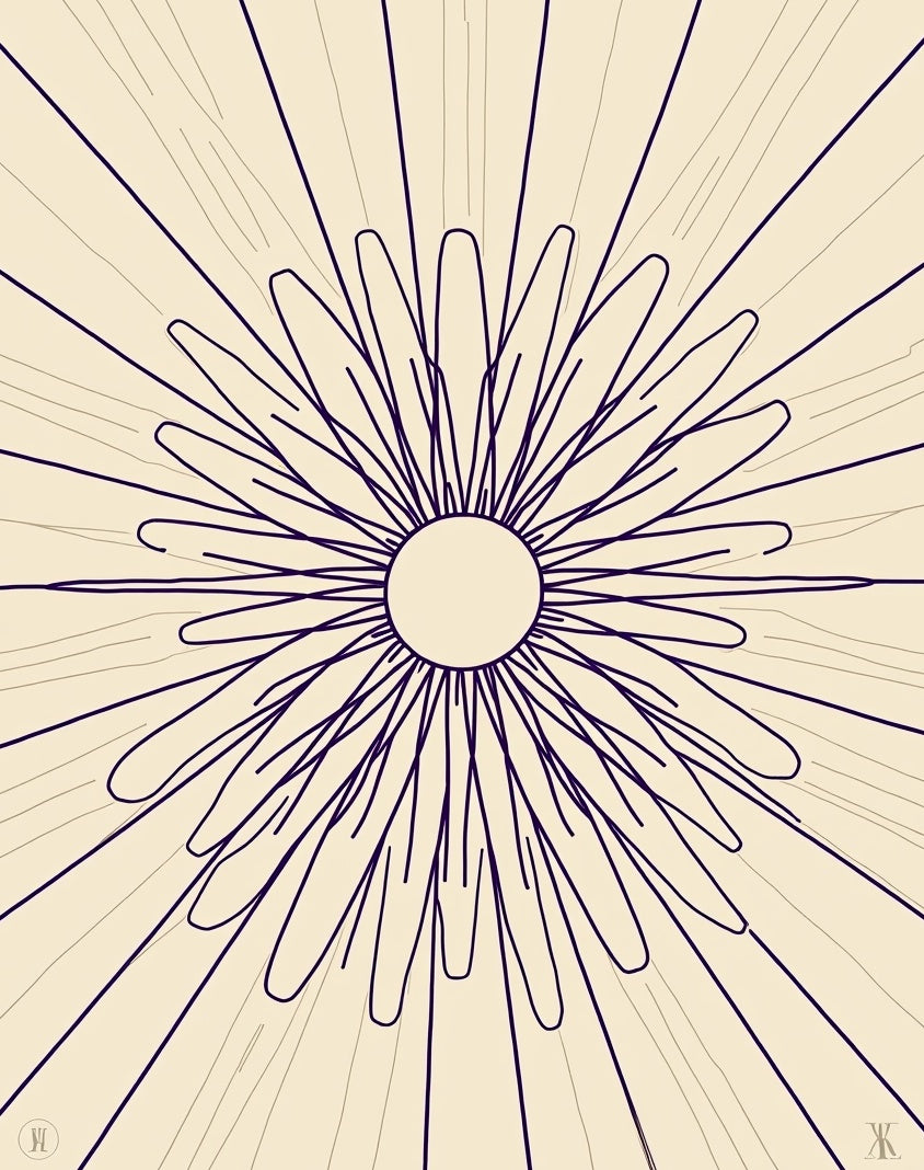 Radiant Purple Sunburst Outline Rug