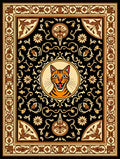 Dramatic Tiger Face Black Gold Floral Rug