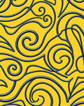 Yellow Blue Swirl Calligraphy Rug