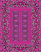 Vibrant Fuchsia Swirl Panel Abstract Rug