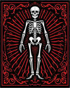 Bold Skeleton Red Rays Rug