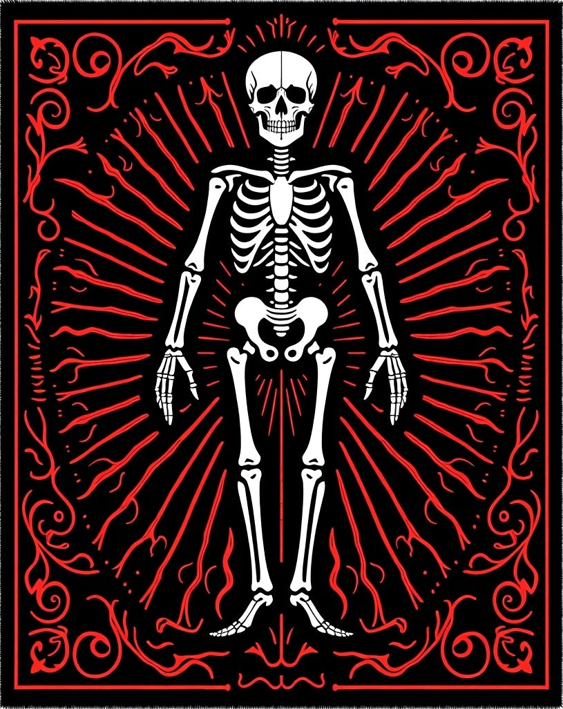 Bold Skeleton Red Rays Rug