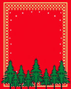 Red Festive Forest Chain Border Rug