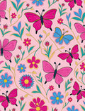 Pink Butterfly Garden Floral Swirl Rug