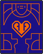 Bold Blue Orange Geometric Heart Rug