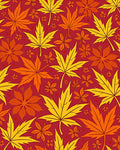 Autumn Leaf Scatter on Crimson Background Rug