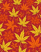 Autumn Leaf Scatter on Crimson Background Rug