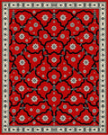 Crimson Floral Lattice Border Rug