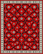 Crimson Floral Lattice Border Rug