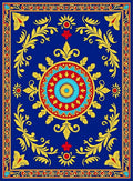 Royal Blue Sunburst Floral Medallion Rug