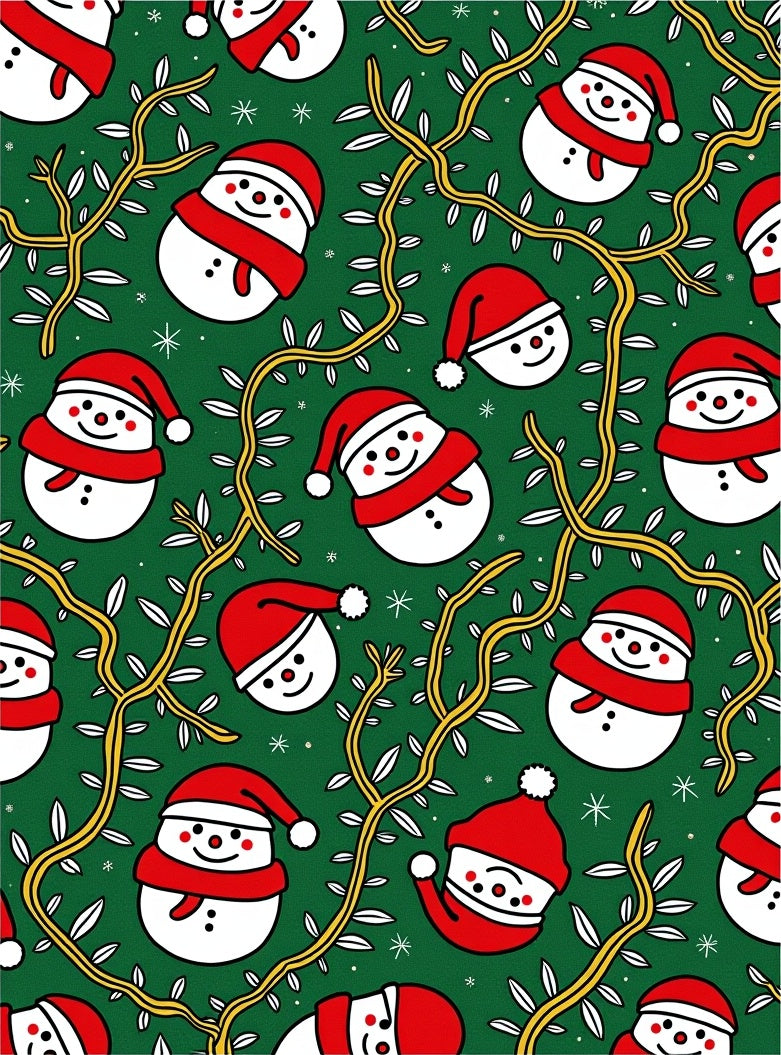 Festive Snowman Red Scarf Garland Rug