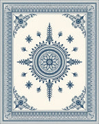 Intricate Teal Floral Sunburst Ornament Rug