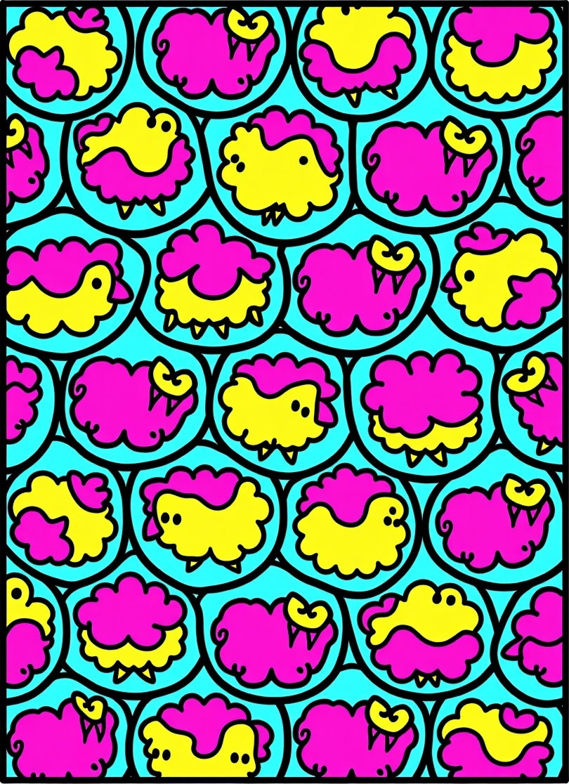 Bold Sheep Pink Yellow Circles Rug