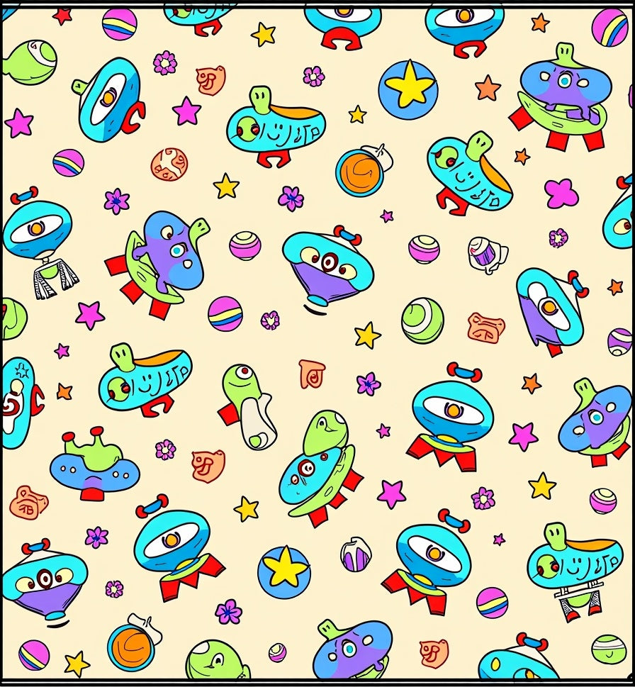Whimsical Alien Space Creatures Collection Rug