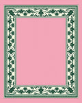 Dark Green Floral Cream Border Rug