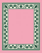 Dark Green Floral Cream Border Rug