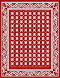 Crimson White Scrollwork Medallion Rug