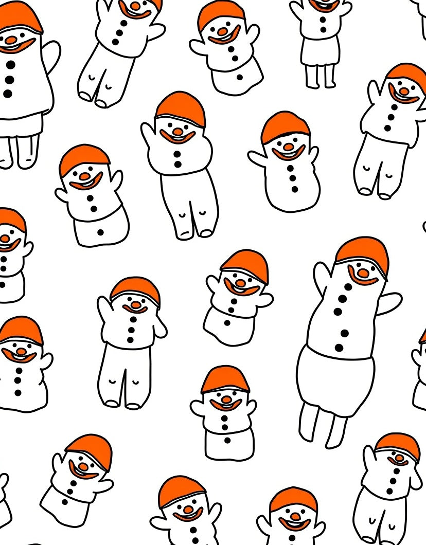 Happy Orange Snowman Collection Rug