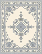 Antique Blue Ornate Floral Scroll Rug