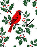 Bold Red Cardinal Holly Branch Rug