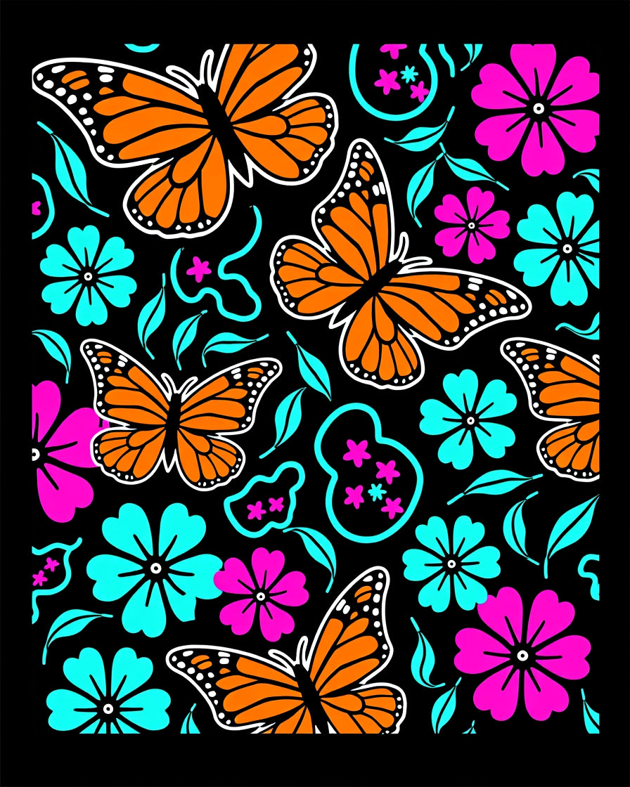 Whimsical Orange Butterfly Garden Rug