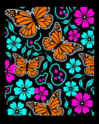 Whimsical Orange Butterfly Garden Rug